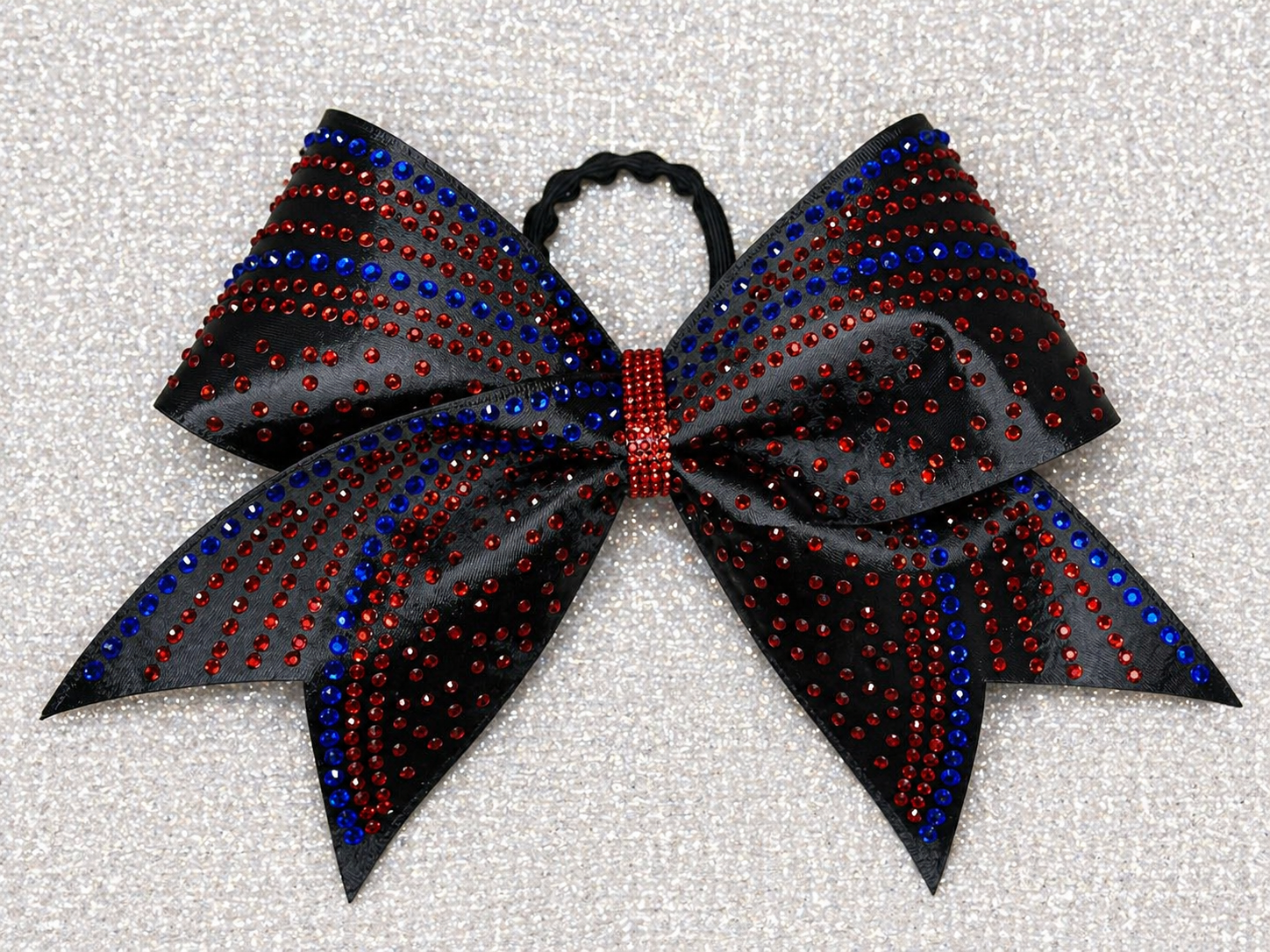 Red & Blue Rhinestone Cheer Bow – Classic Sparkle