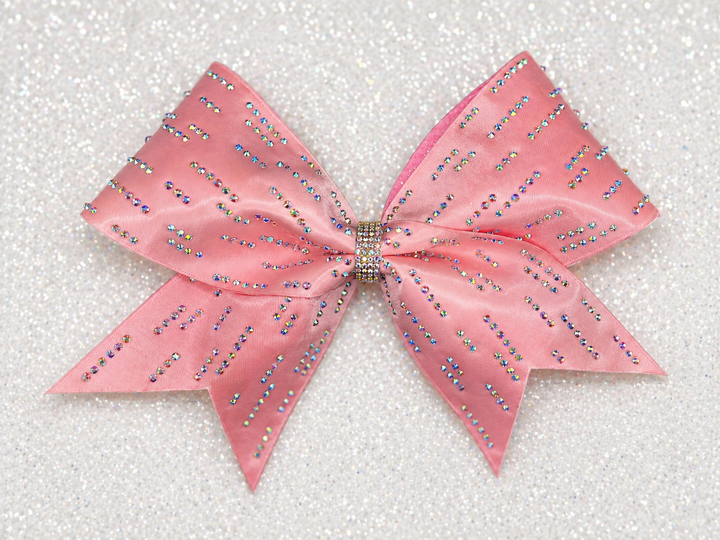 Pink Rhinestone Cheer Bow – Blush Sparkle
