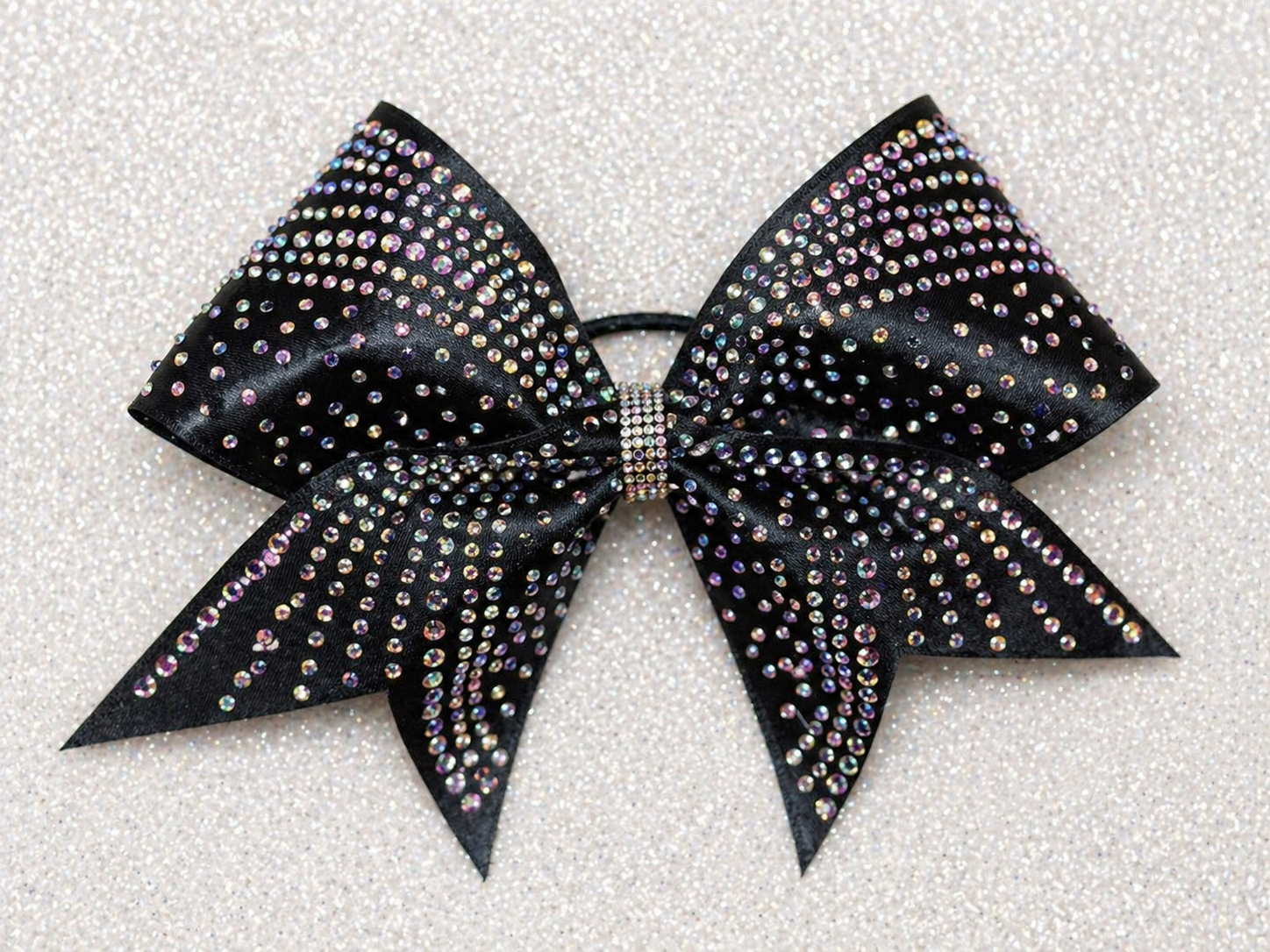 Black Rhinestone Cheer Bow - Aurora Sparkle
