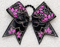 Black &amp; Pink Rhinestone Cheer Bow – Floral Sparkle